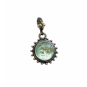 Barbara Bixby 925 Sterling & 18K Gold OM Green Flower Pendant Charm